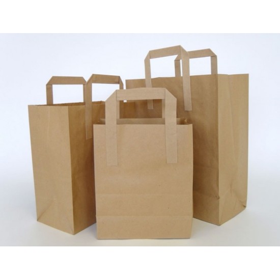 50 Brown Paper Carrier Bags with Flat Handles Kraft Takeaway Bags H35 x L22 x D12.5 50 Brown Paper Carrier Bags with Flat Handles Kraft Takeaway Bags H35 x L22 x D12.5